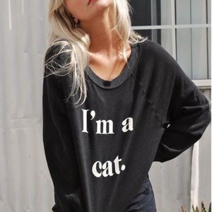 🔥WILDFOX🔥COUTURE I’M A CAT SOMMERS PULLOVER SWEATSHIRT BLACK MEDIUM NWT